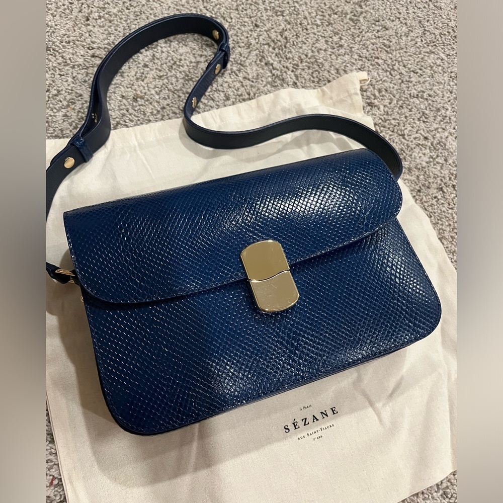 SEZANE Snakeskin Blue Milo Bag - Picture 5 of 8